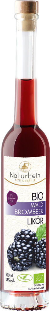 Bio Brombeer Likoer, mit 20% Bio Brombeersaft