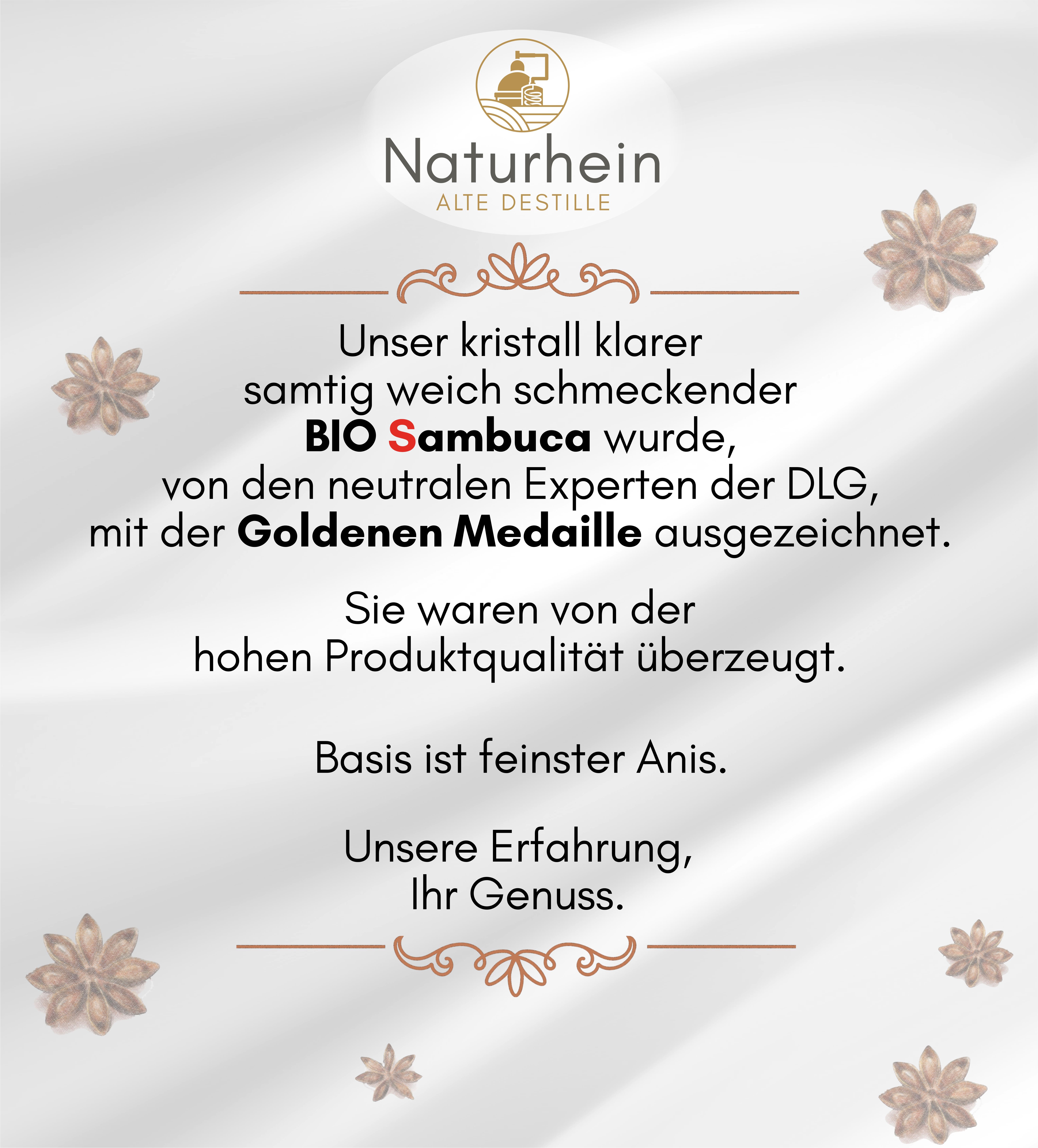 Bio Sambuca Anis Likör fein aromatisch italienischer Stil