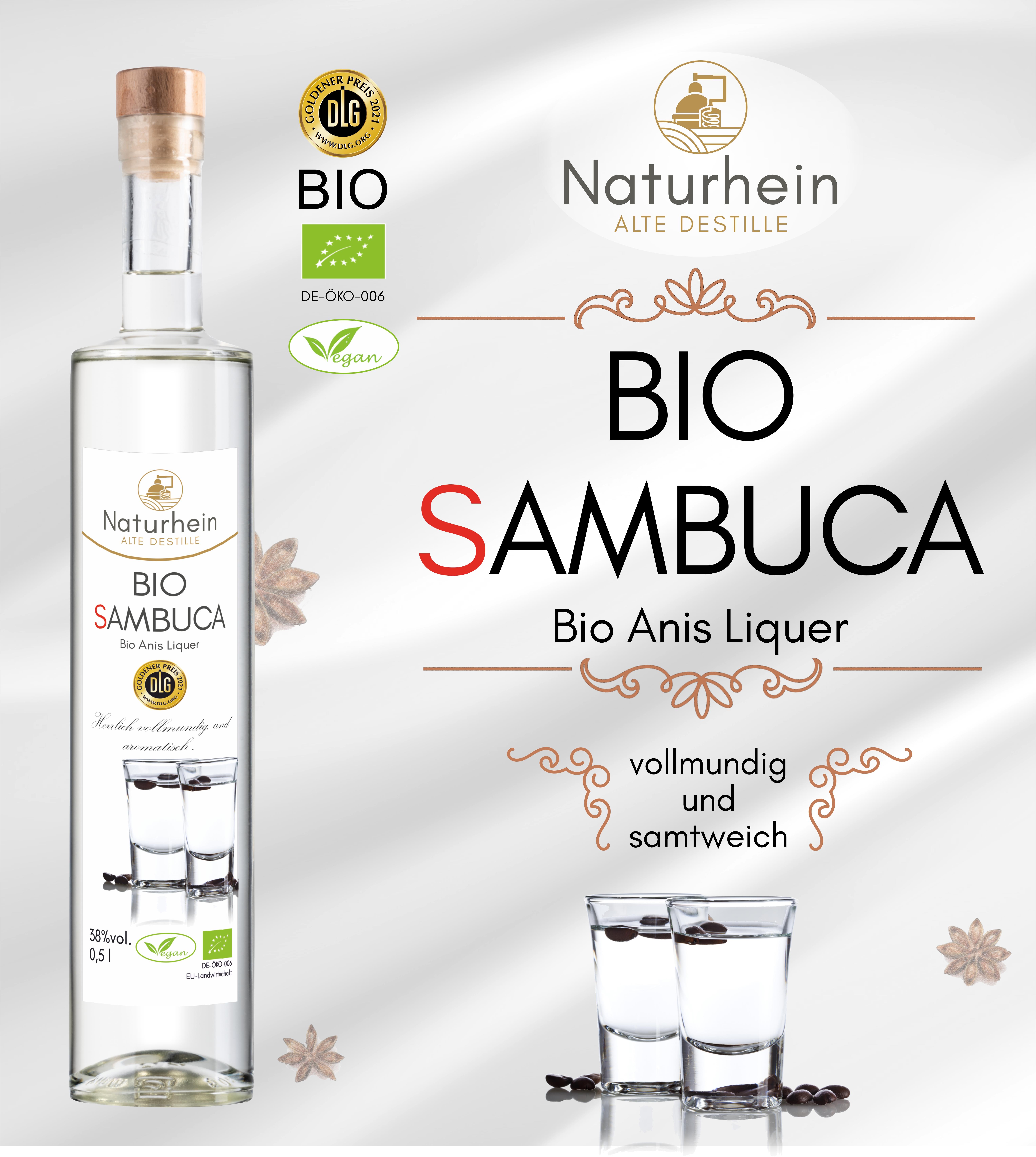 Bio Sambuca Anis Likör fein aromatisch italienischer Stil